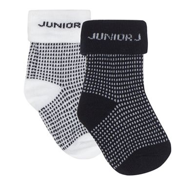 Baby boys' navy pack of two spot print socks